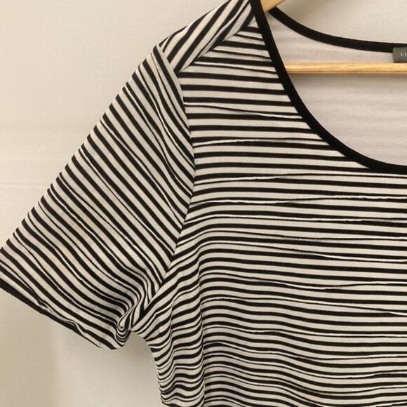 Vince Camuto Dressy Black White Striped Scoop Neck Sheath Dress Plus SIze 1X - Picture 3 of 7